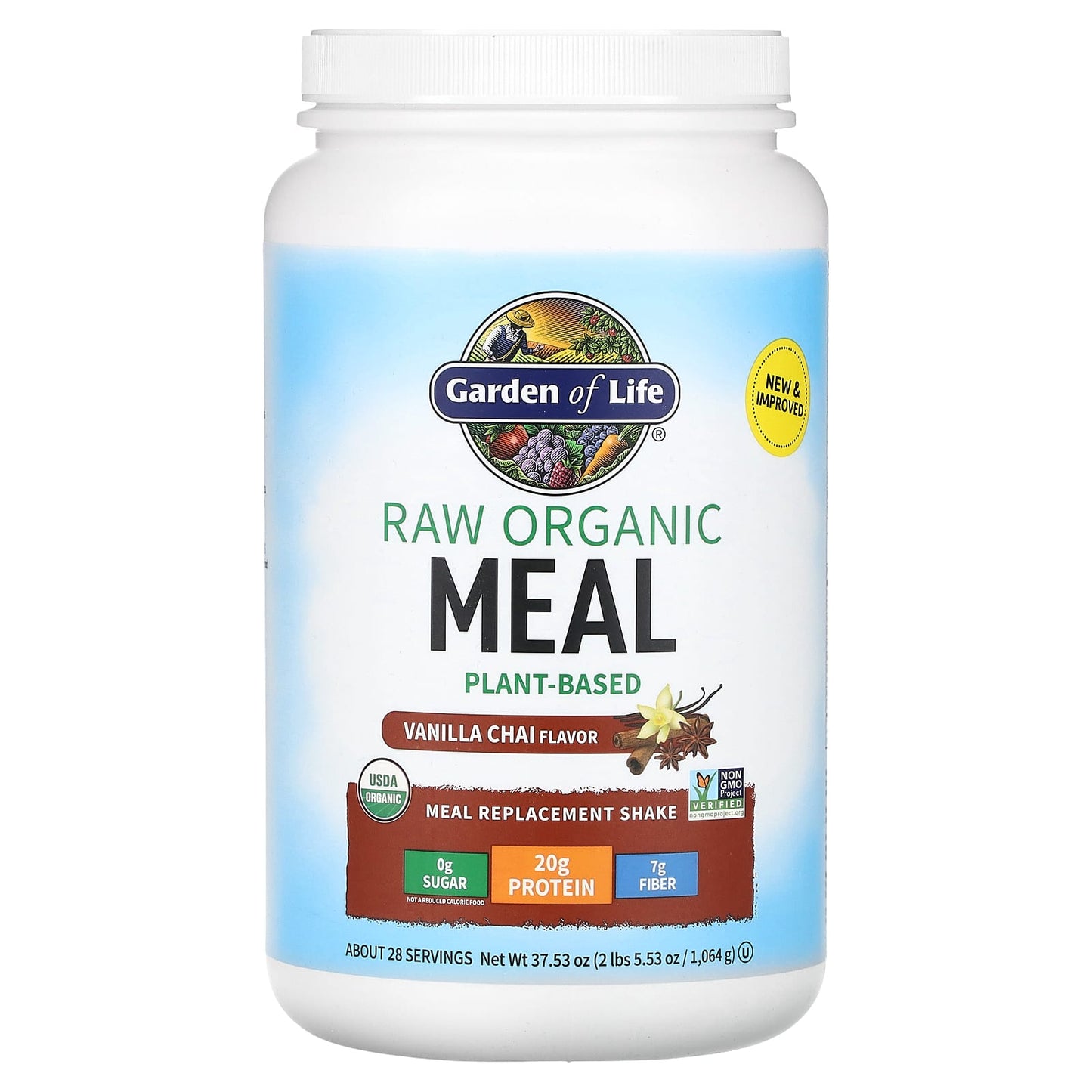 Garden of Life-RAW Organic Meal-Shake & Meal Replacement-Vanilla Chai-37.53 oz (1,064 g)