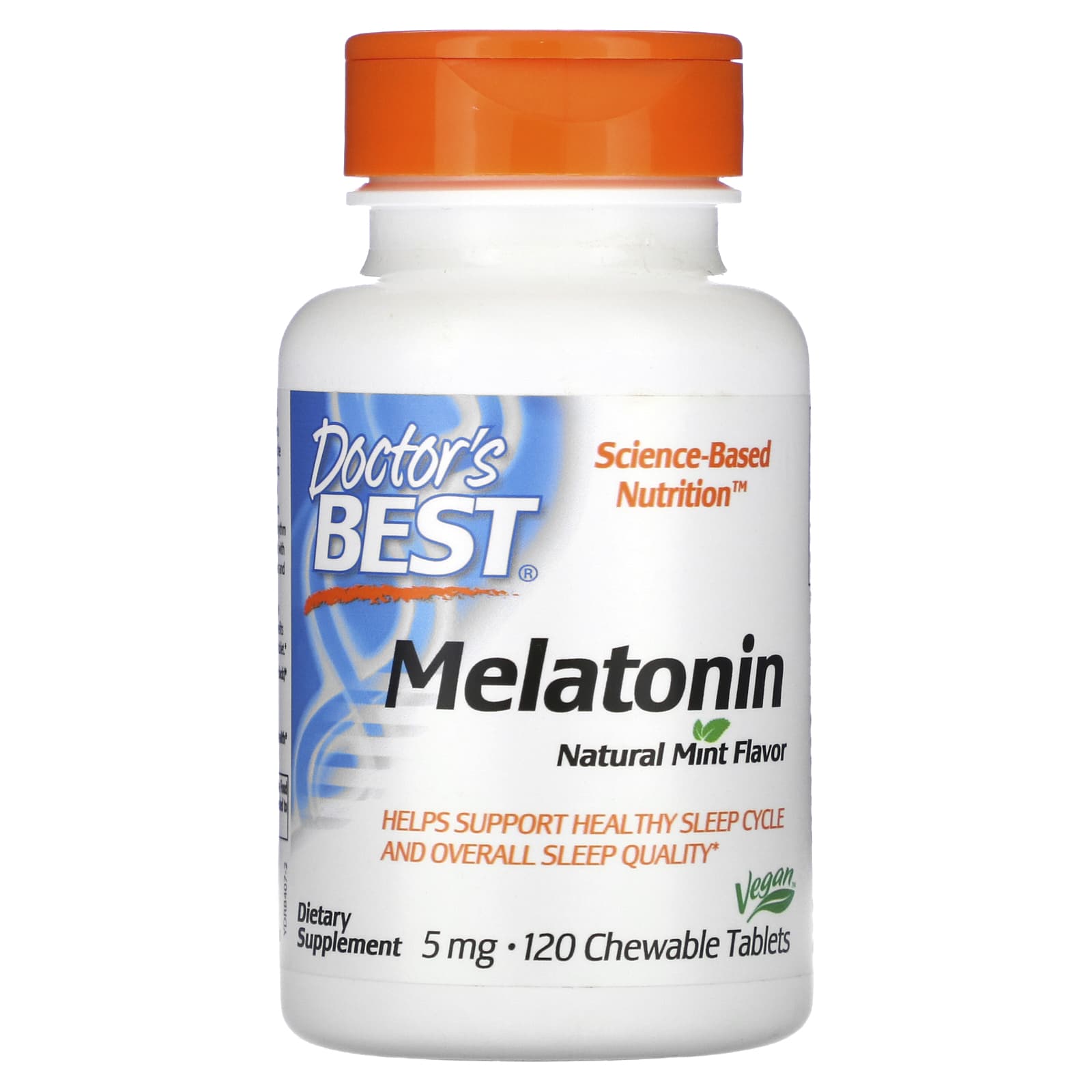 Doctor's Best-Melatonin-Natural Mint-5 mg-120 Chewable Tablets