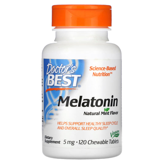 Doctor's Best-Melatonin-Natural Mint-5 mg-120 Chewable Tablets