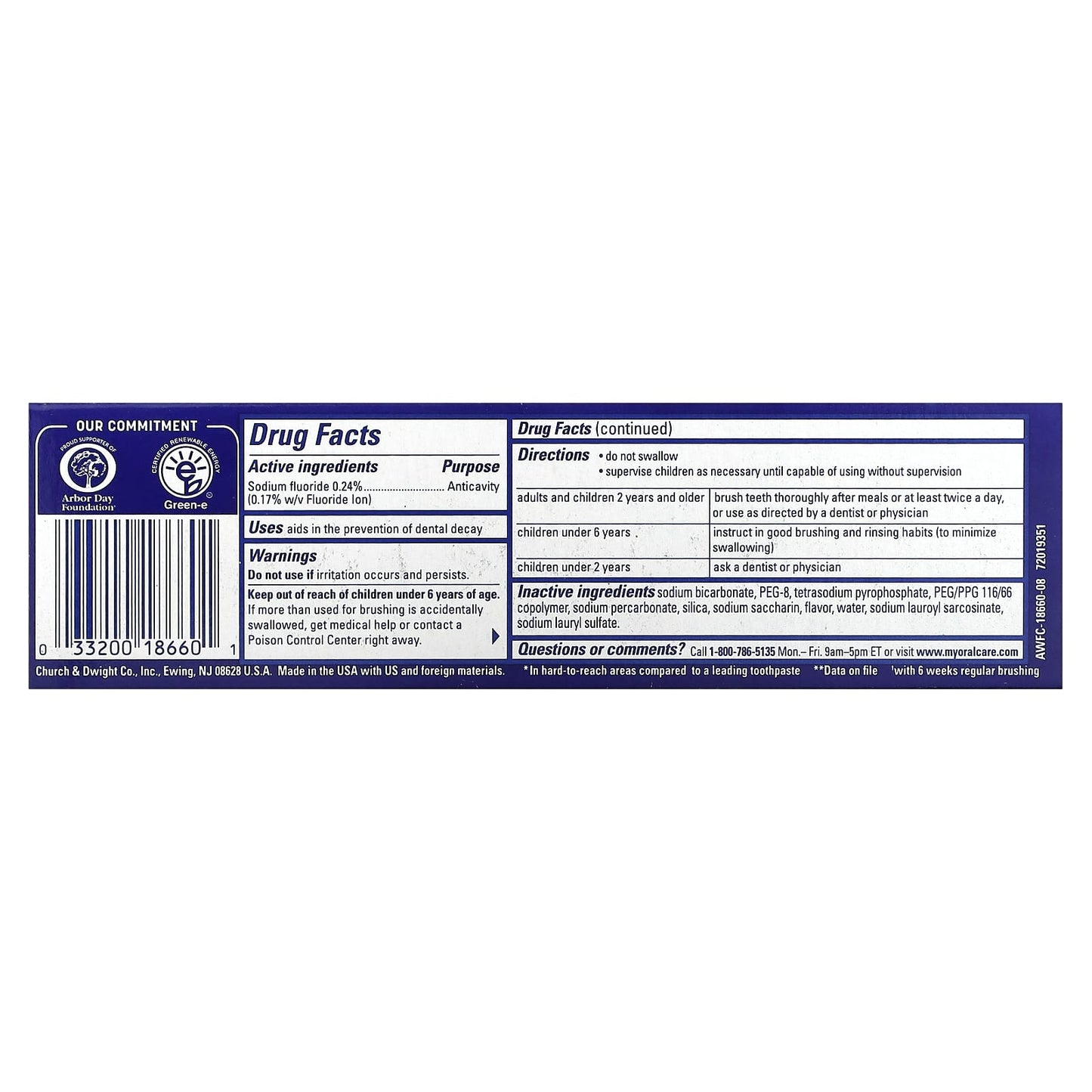 Arm & Hammer, AdvanceWhite, Anticavity Fluoride Toothpaste, Clean Mint, 4.3 oz (121 g)