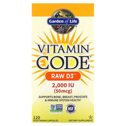 Garden of Life-Vitamin Code-RAW D3-50 mcg (2,000 IU)-120 Vegetarian Capsules