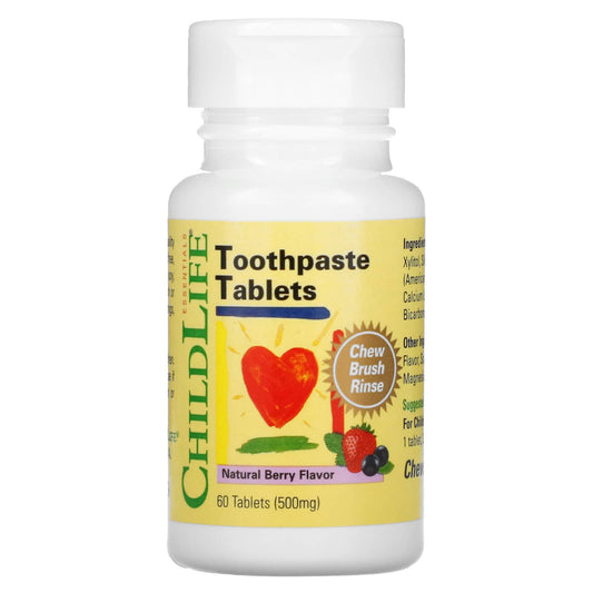 ChildLife Essentials-Toothpaste Tablets-Natural Berry-500 mg-60 Tablets