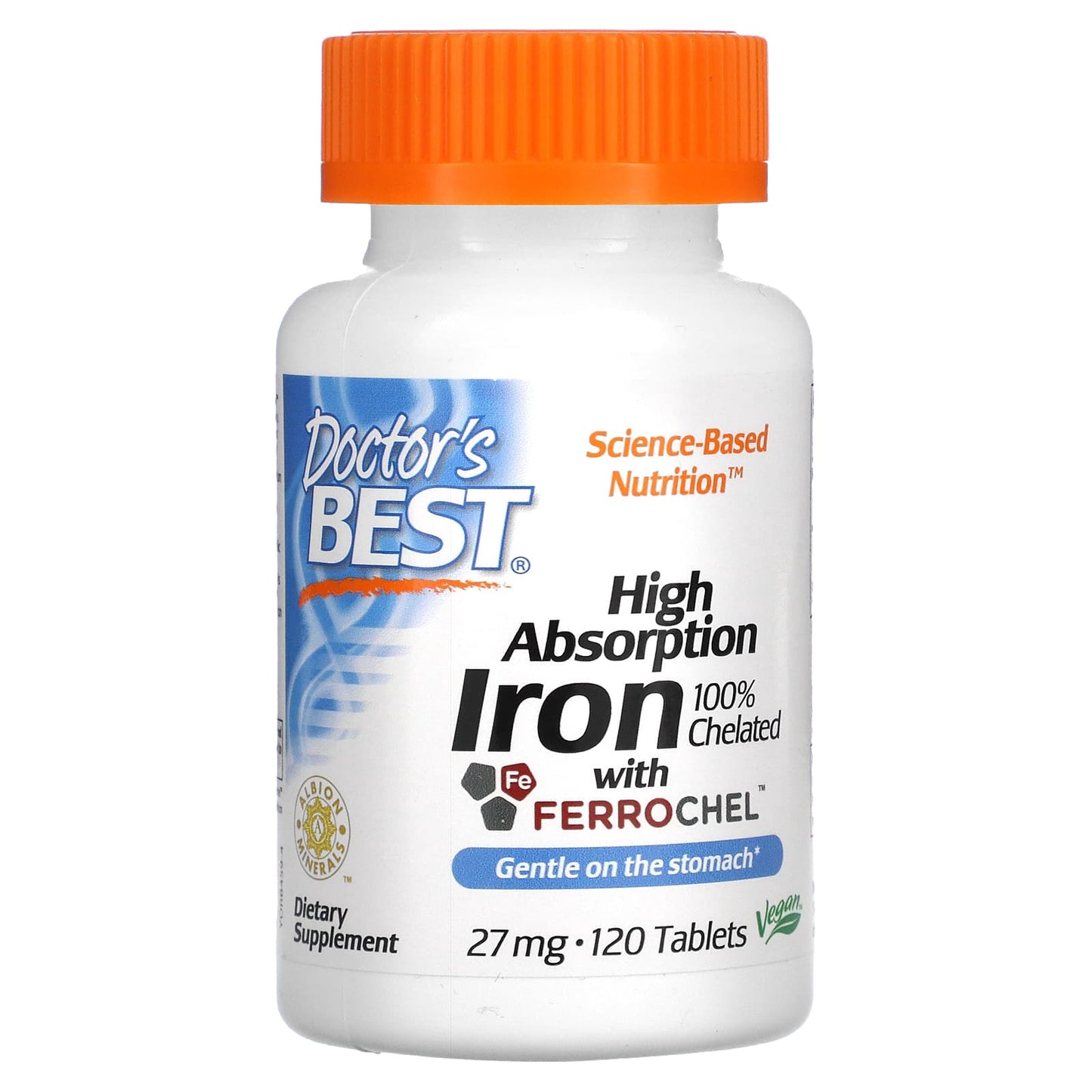 Doctor's Best-High Absorption Iron with Ferrochel-27 mg-120 Tablets