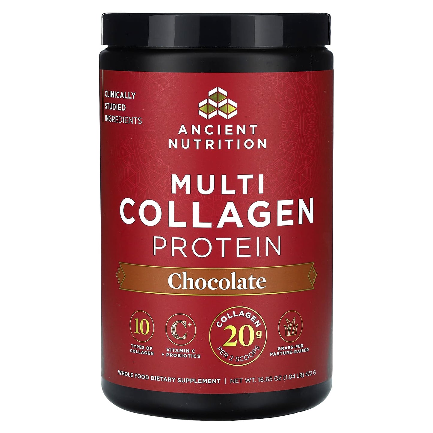 Ancient Nutrition-Multi Collagen Protein-Chocolate-1.04 lb (472 g)