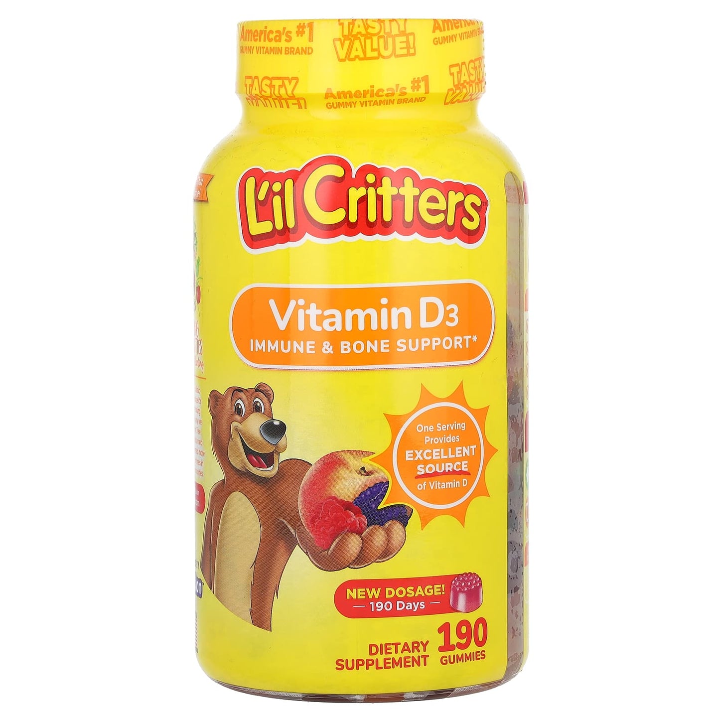 L'il Critters-Vitamin D3-Raspberry-Peach and Blackberry -190 Gummies