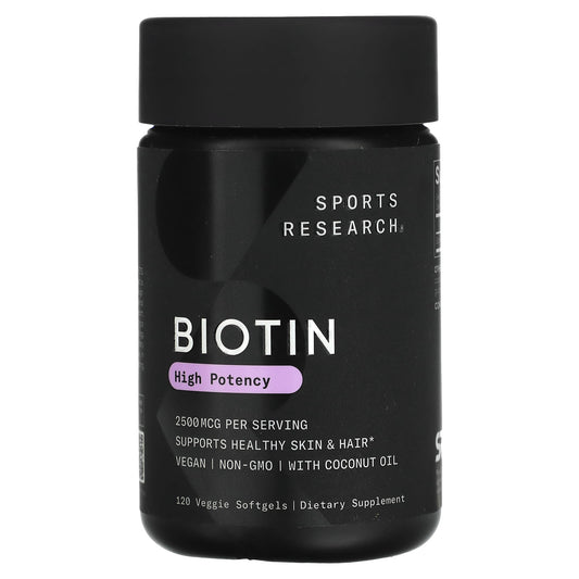 Sports Research-Biotin-High Potency-2,500 mcg-120 Veggie Softgels