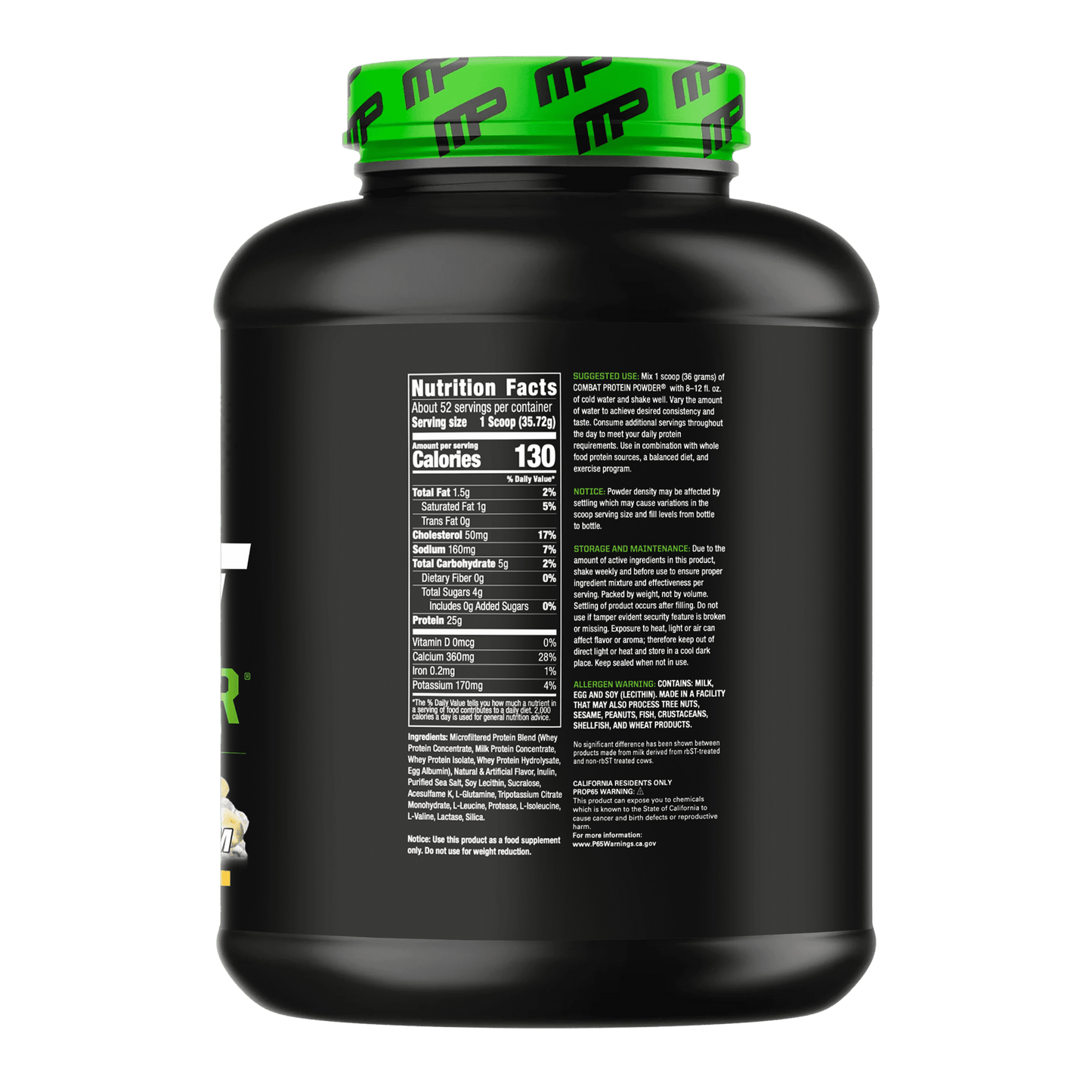 MusclePharm, Combat Protein Powder, Banana Cream, 4 lb (1,81 kg)