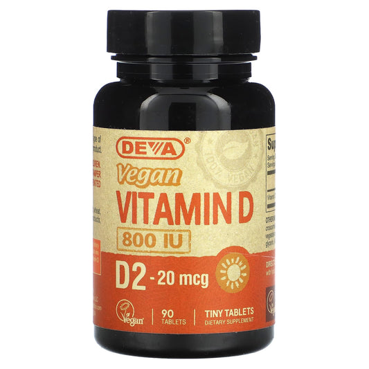 Deva-Vegan Vitamin D2-20 mcg (800 IU)-90 Tablets