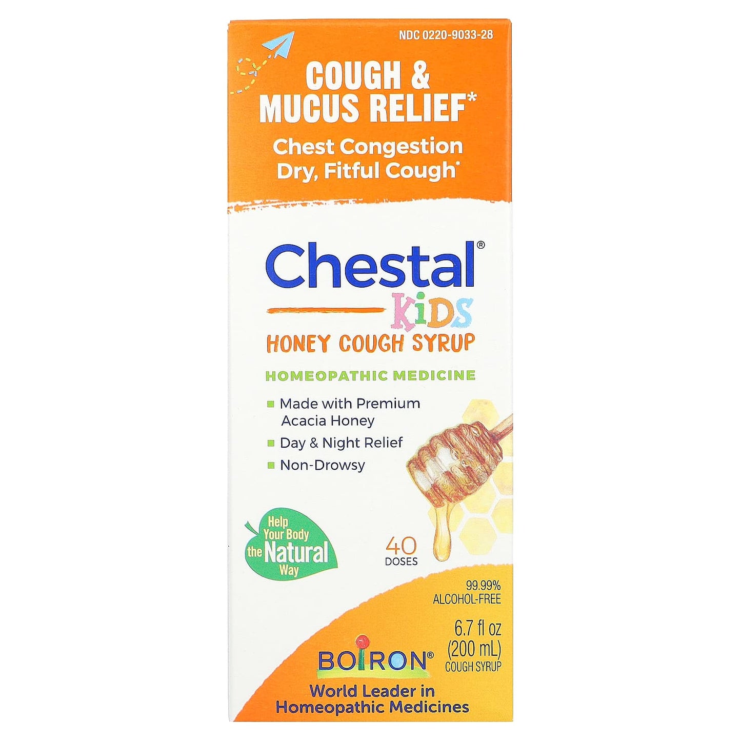 Boiron-Chestal-Kids Honey Cough Syrup-6.7 fl oz (200 ml)