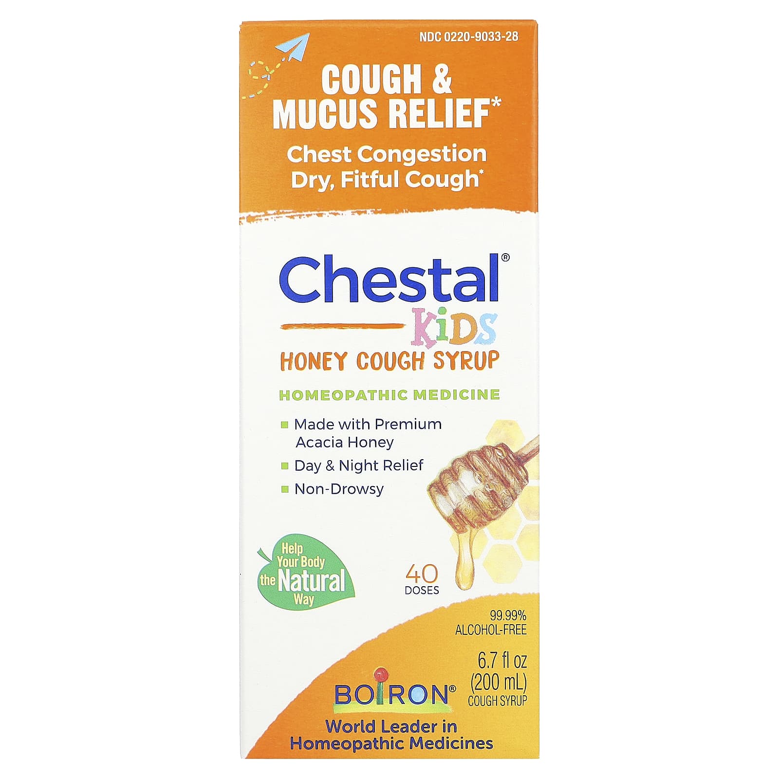 Boiron-Chestal-Kids Honey Cough Syrup-6.7 fl oz (200 ml)