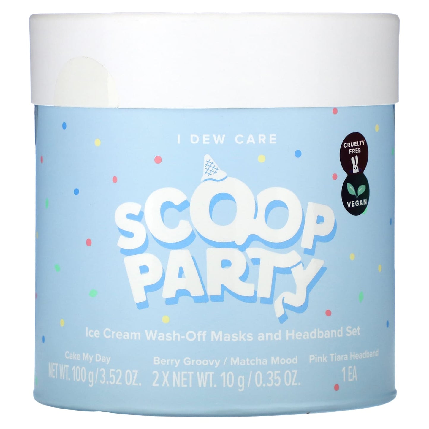 I Dew Care-Scoop Party-Ice Cream Wash-Off Masks and Headband Set-4 Piece Set