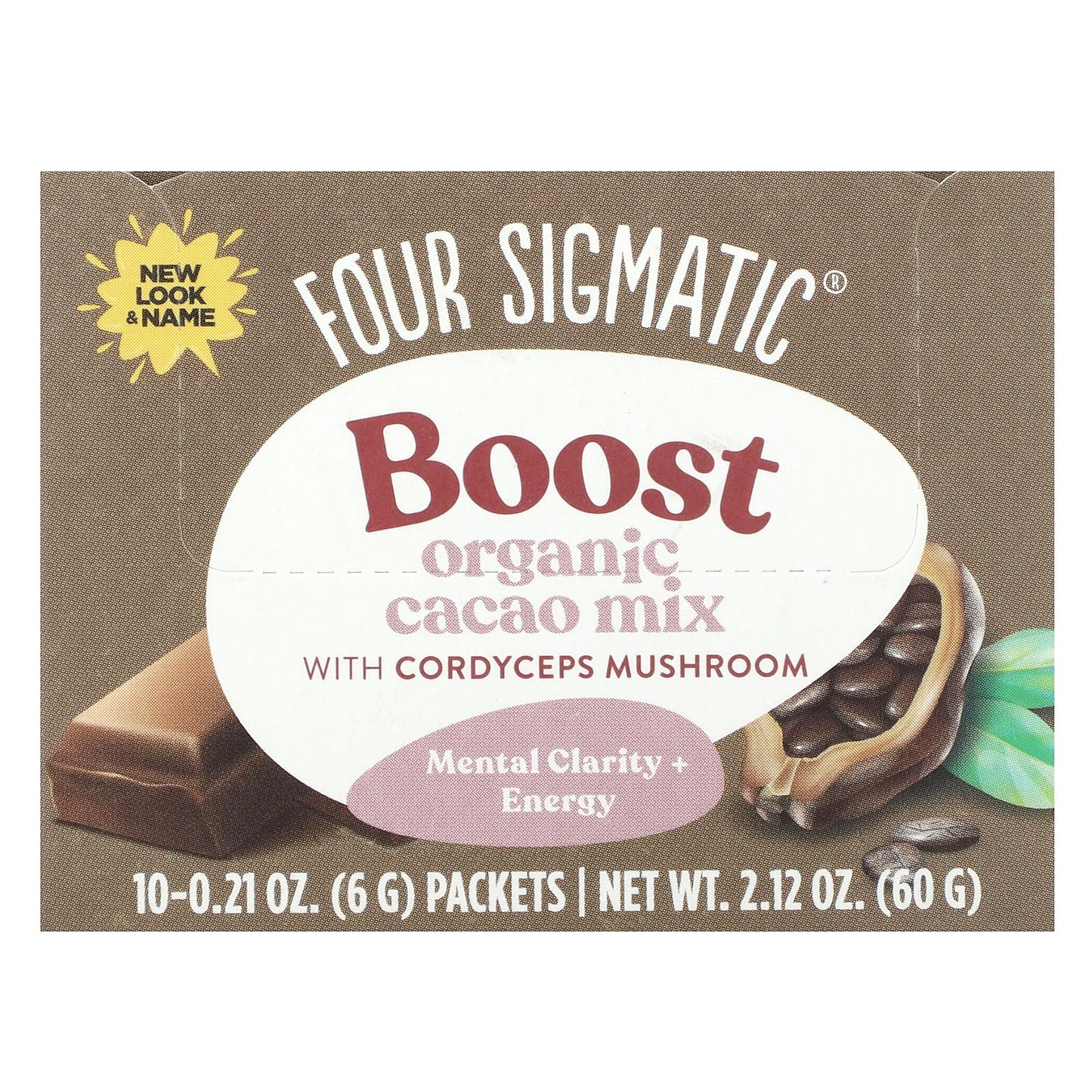 Four Sigmatic-Boost-Organic Cacao Mix with Cordyceps Mushroom-10 Packets-0.21 oz (6 g) Each