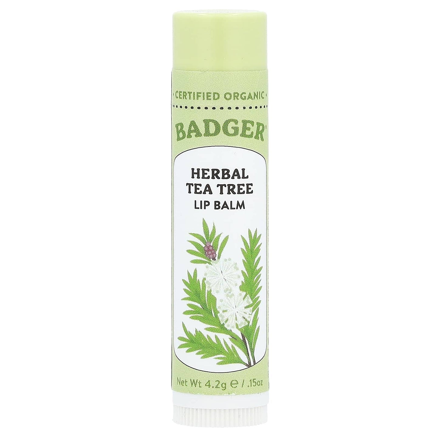 Badger Company-Herbal Lip Balm-Tea Tree-0.15 oz (4.2 g)