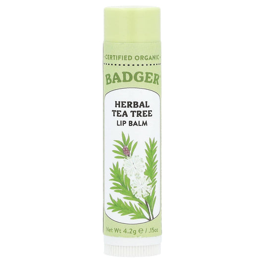 Badger Company-Herbal Lip Balm-Tea Tree-0.15 oz (4.2 g)