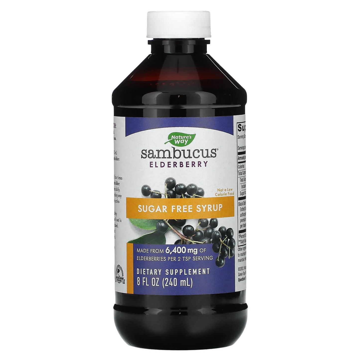 Nature's Way, Sambucus, Elderberry, Sugar-Free Syrup, 6,400 mg, 8 fl oz (240 ml)