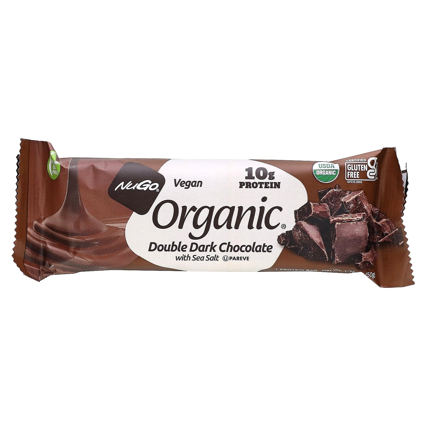 NuGo Nutrition, Organic Protein Bars, Double Dark Chocolate with Sea Salt, 12 Bars, 1.76 oz (50 g) Each