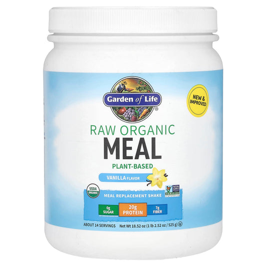 Garden of Life-RAW Organic Meal Replacement Shake-Plant-Based-Vanilla-1 lb 2.52 oz (525 g)