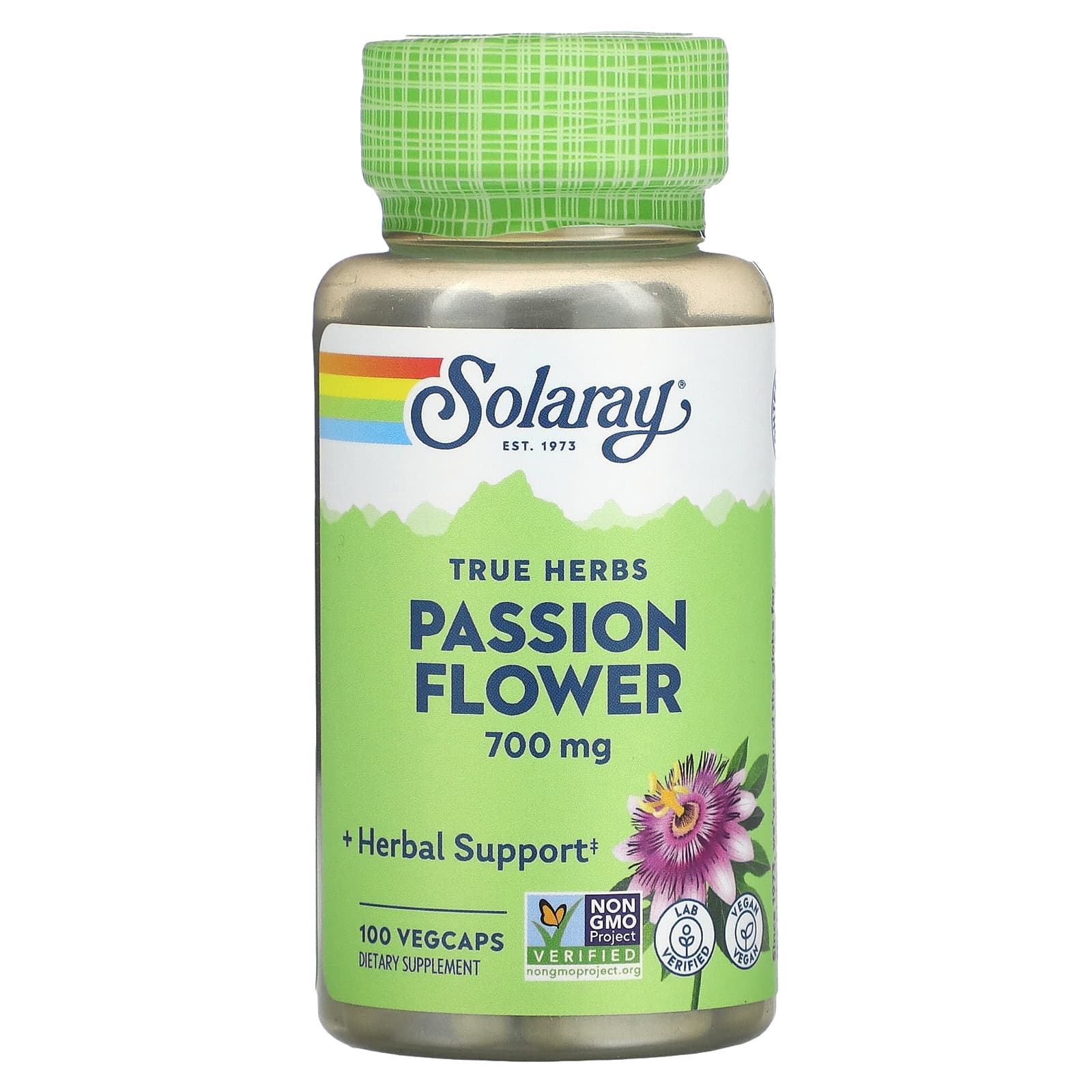 Solaray-True Herbs-Passion Flower-700 mg-100 VegCaps (350 mg per Capsule)