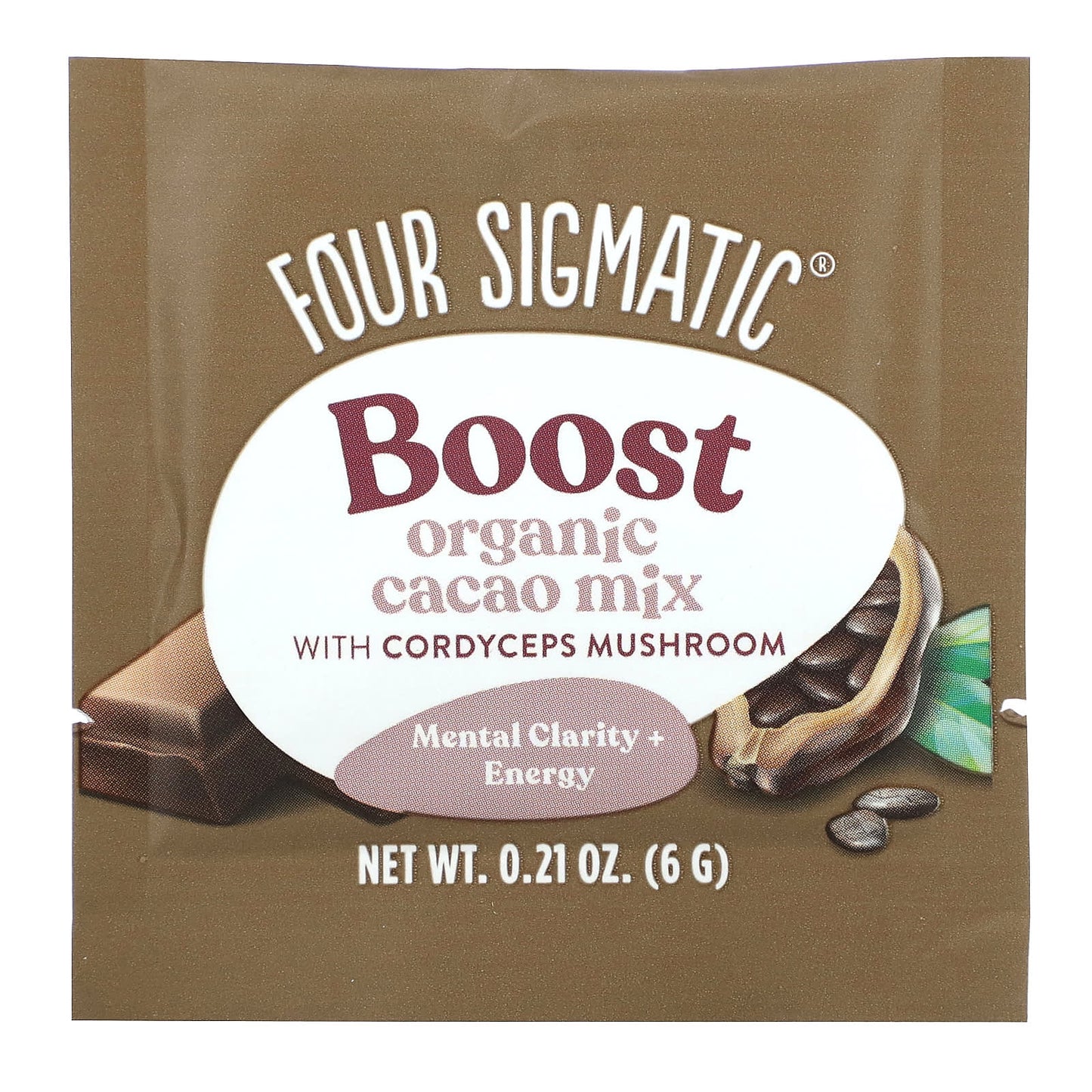 Four Sigmatic, Boost, Organic Cacao Mix with Cordyceps Mushroom, 10 Packets, 0.21 oz (6 g) Each