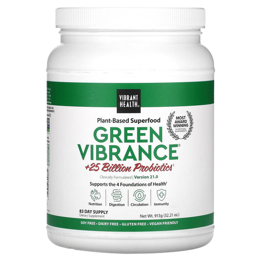 Vibrant Health-Green Vibrance +25 Billion Probiotics-Version 21.0-32.21 oz (913 g)