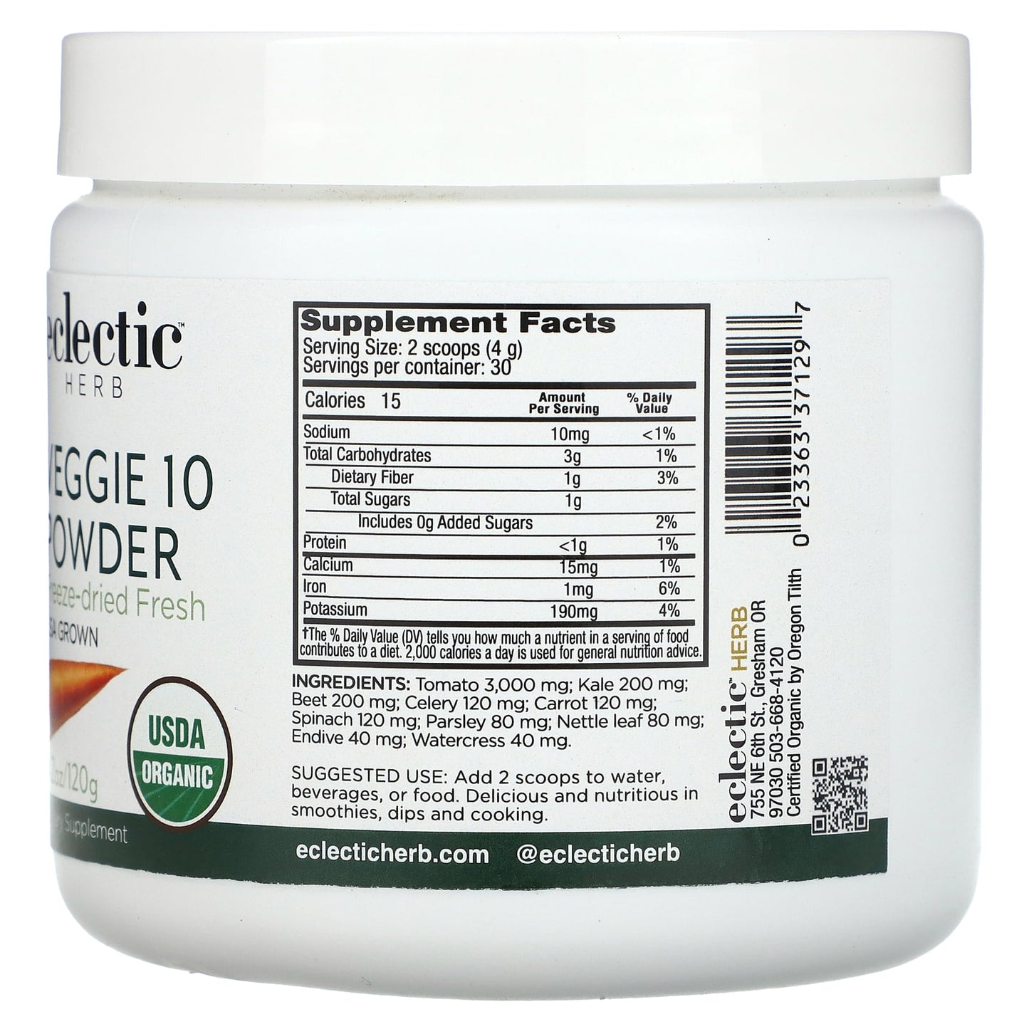 Eclectic Institute, Veggie 10 Powder, 4.2 oz (120 g)