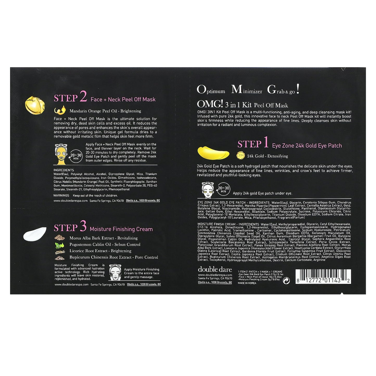 Double Dare, Peel Off Beauty Mask, 3 in 1 Kit