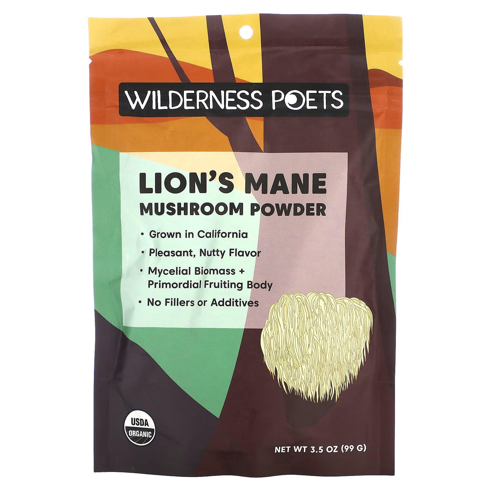 Wilderness Poets-Organic Lion's Mane Mushroom Powder-3.5 oz (99 g)