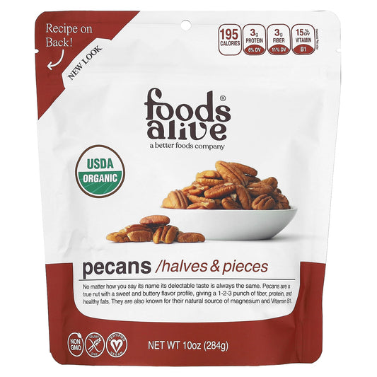 Foods Alive-Organic Pecans-Halves & Pieces-10 oz (284 g)