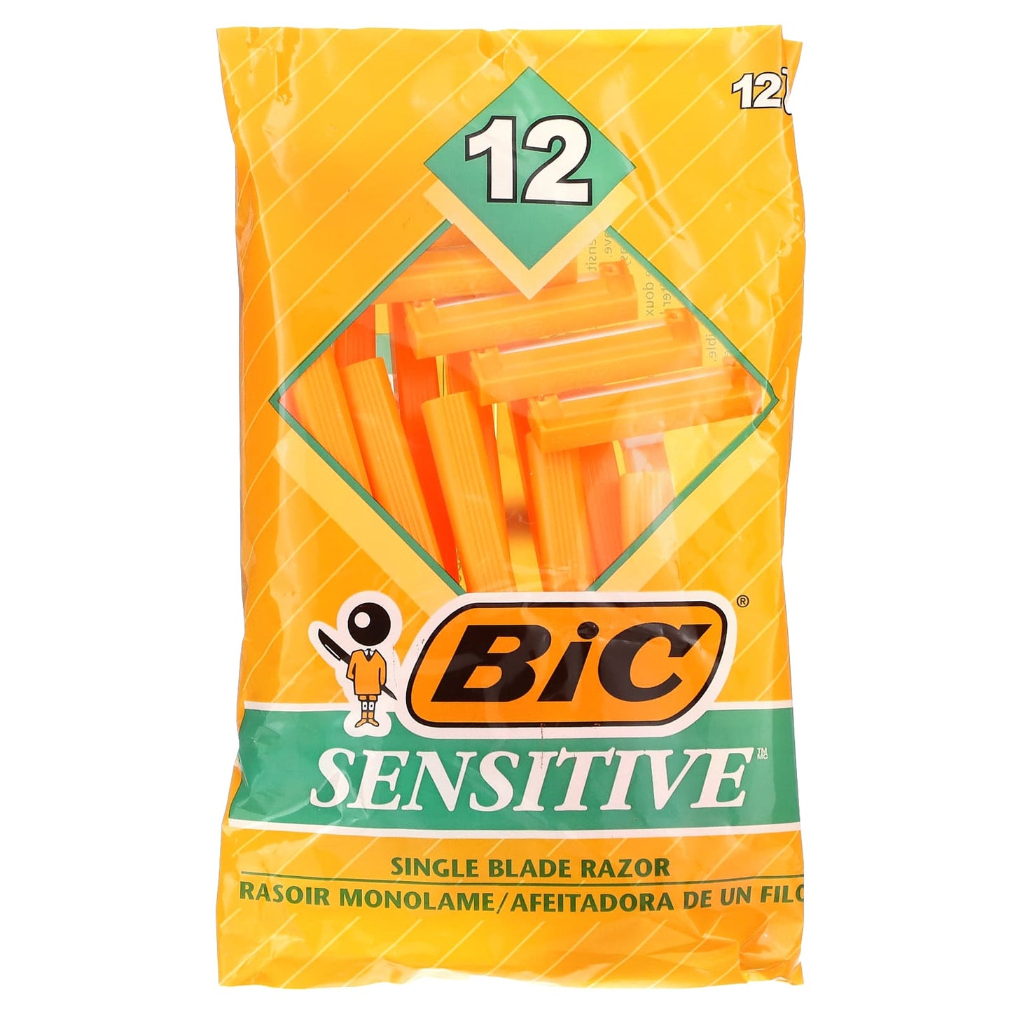 BIC-Sensitive-Single Blade Disposable Razors-12 Razors