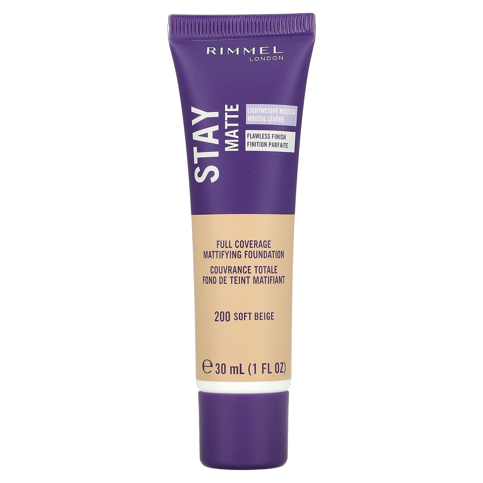 Rimmel London-Stay Matte-Full Coverage Mattifying  Foundation-200 Soft Beige-1 fl oz (30 ml)