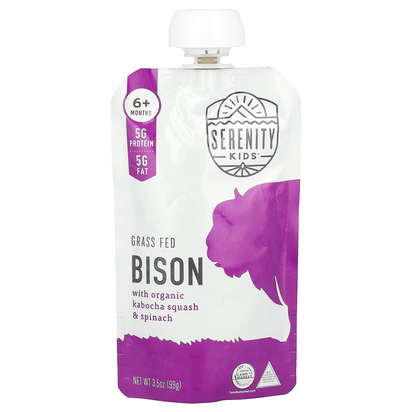 Serenity Kids-Bison with Organic Kabocha Squash & Spinach-6+ Months-3.5 oz (99 g)