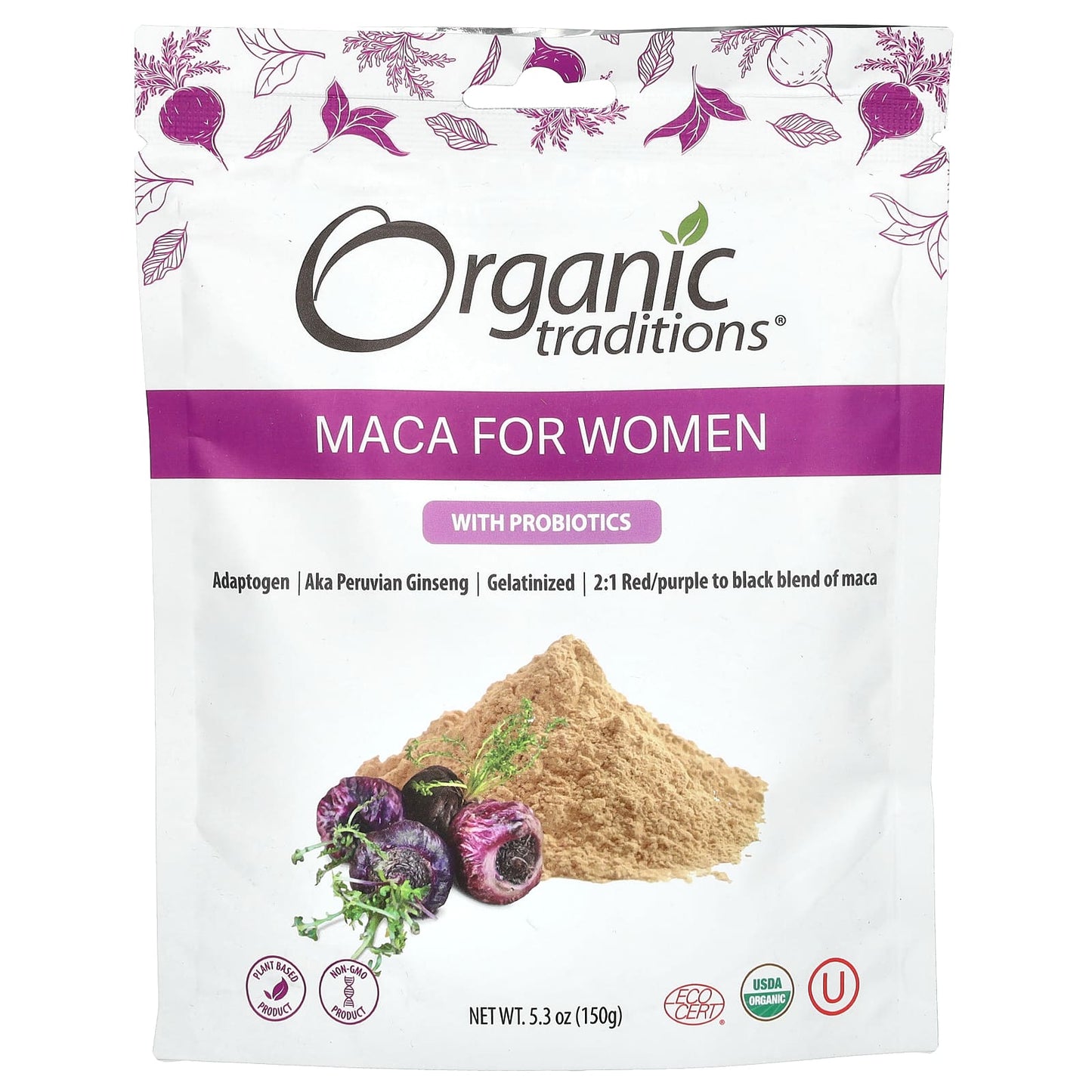 Organic Traditions-Maca For Women with Probiotics-5.3 oz (150 g)