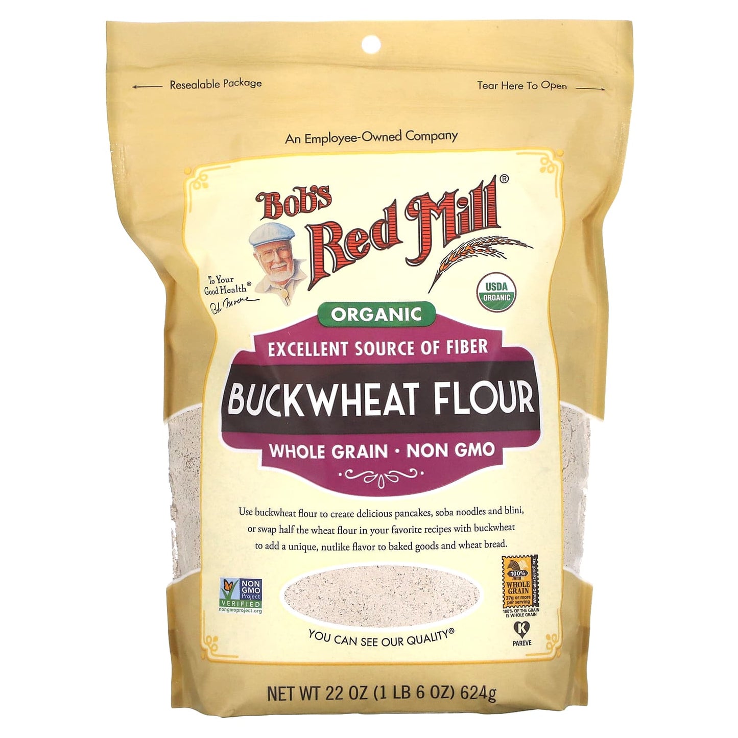 Bob's Red Mill-Organic Buckwheat Flour-Whole Grain-22 oz (624 g)