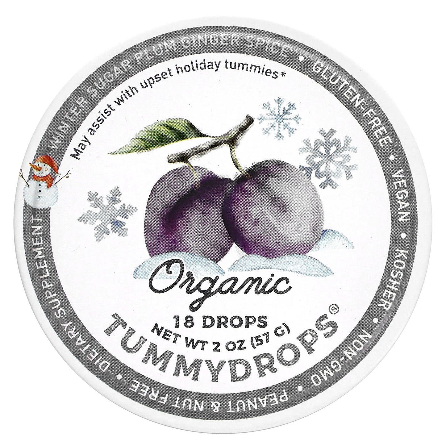 Tummydrops-Organic Winter Sugar Plum Ginger Spice-18 Drops-2 oz (57 g)