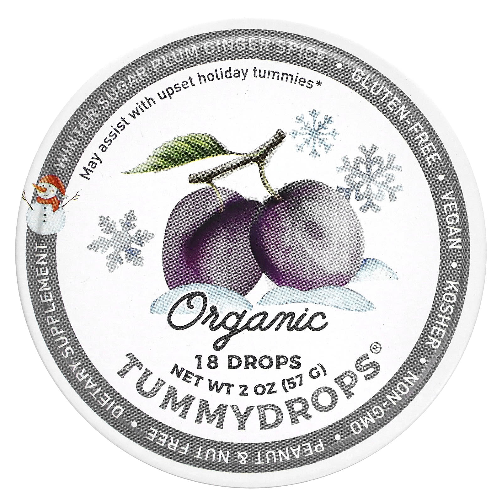 Tummydrops-Organic Winter Sugar Plum Ginger Spice-18 Drops-2 oz (57 g)