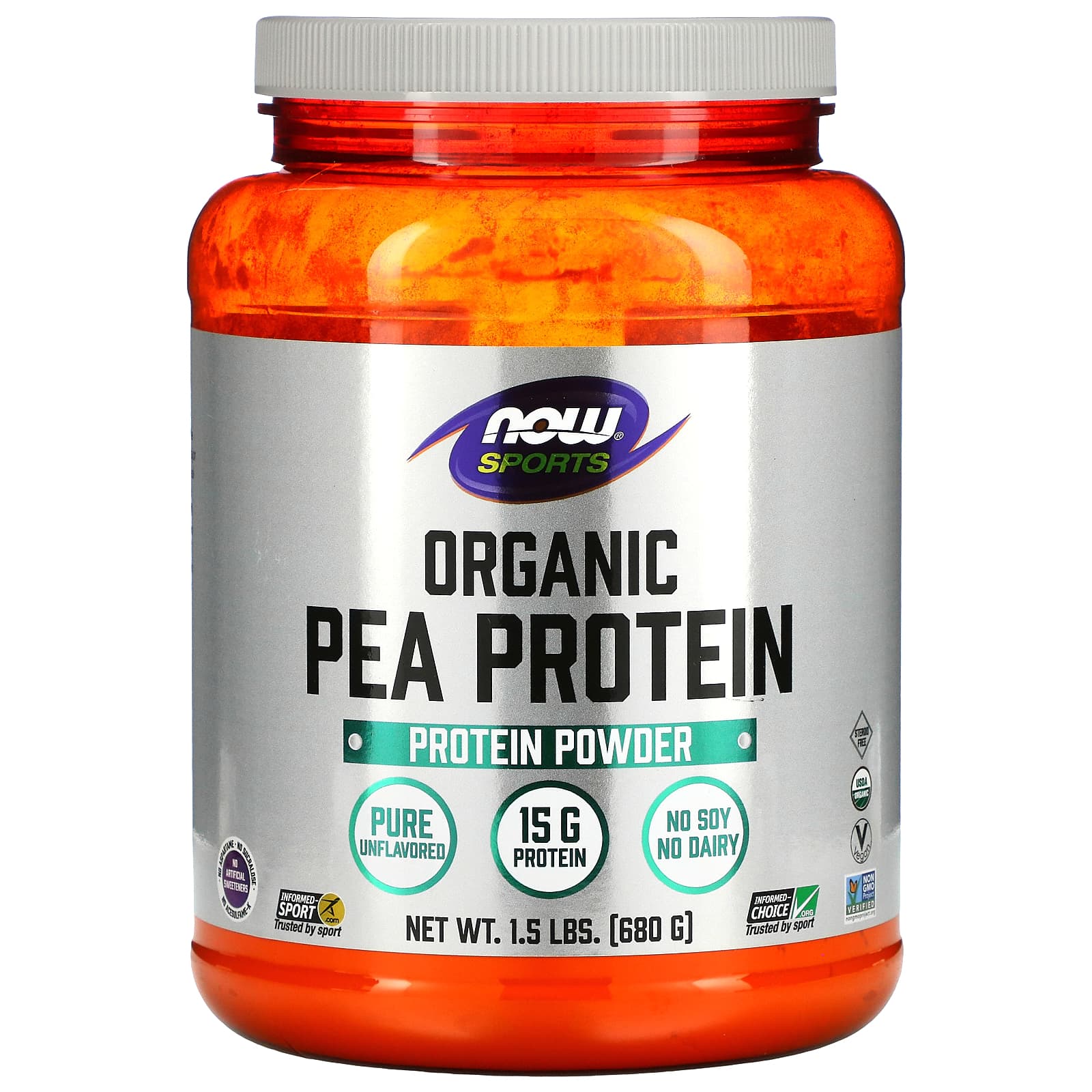 NOW Foods-Sports-Organic Pea Protein Powder-Pure Unflavored-1.5 lbs (680 g)