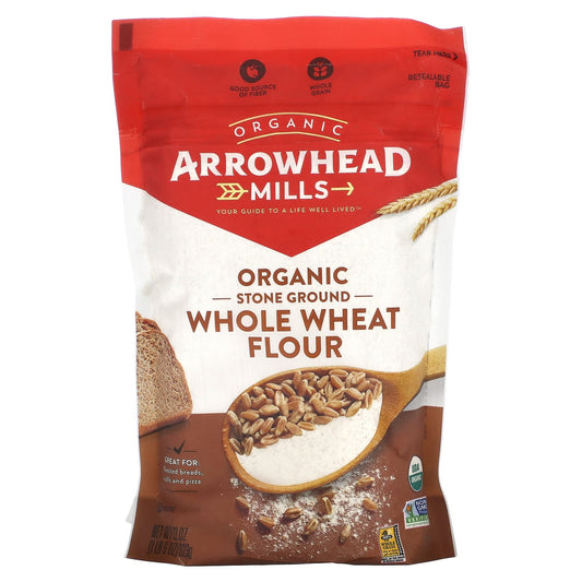 Arrowhead Mills-Organic Whole Wheat Flour-Stone Ground-22 oz (623 g)