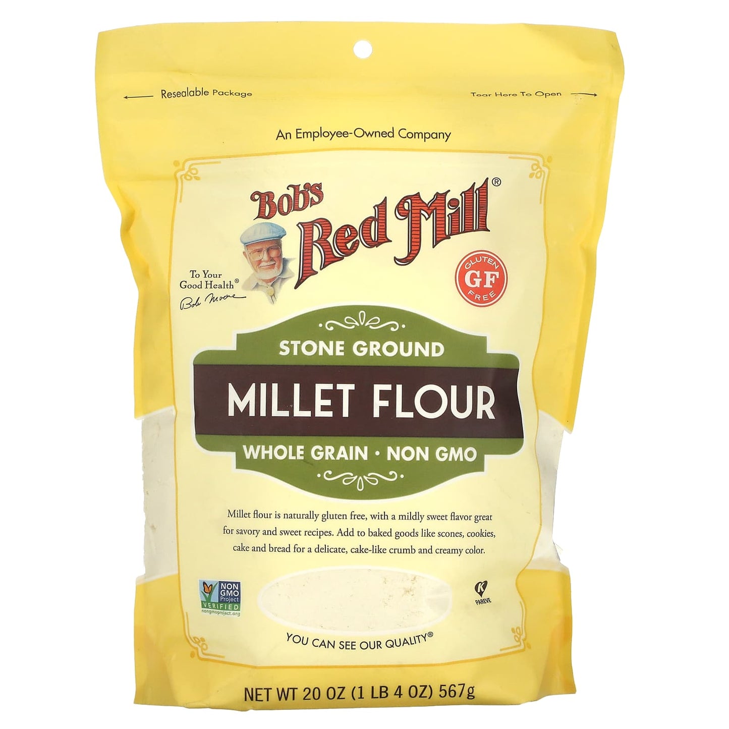 Bob's Red Mill-Stone Ground Millet Flour-Whole Grain-20 oz (567 g)