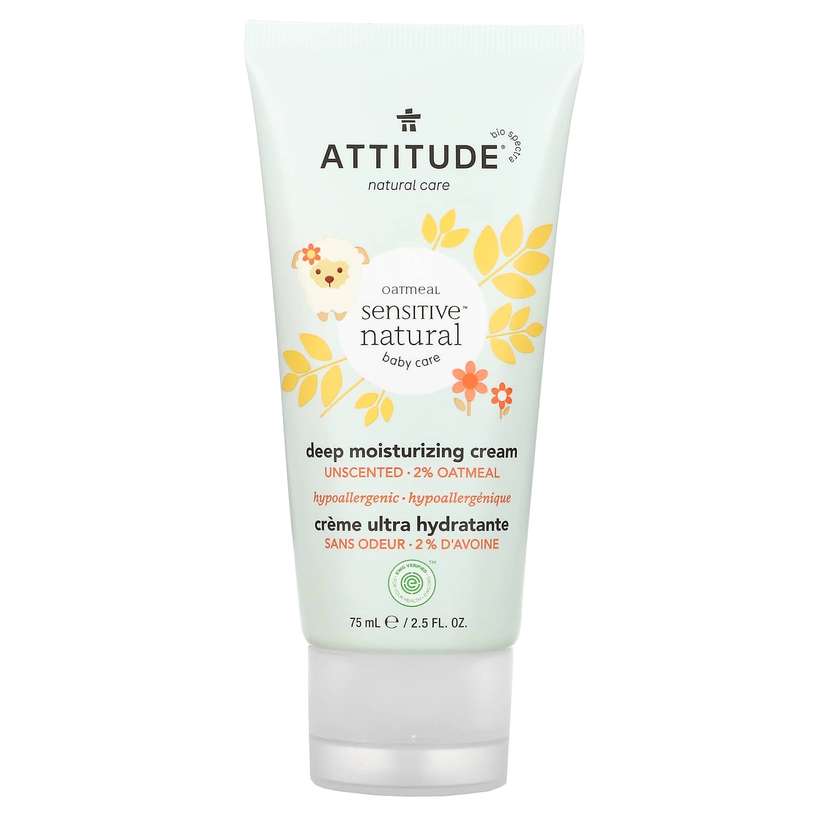 ATTITUDE-Baby-Deep Moisturizing Cream-Unscented-2.5 fl oz (75 ml)