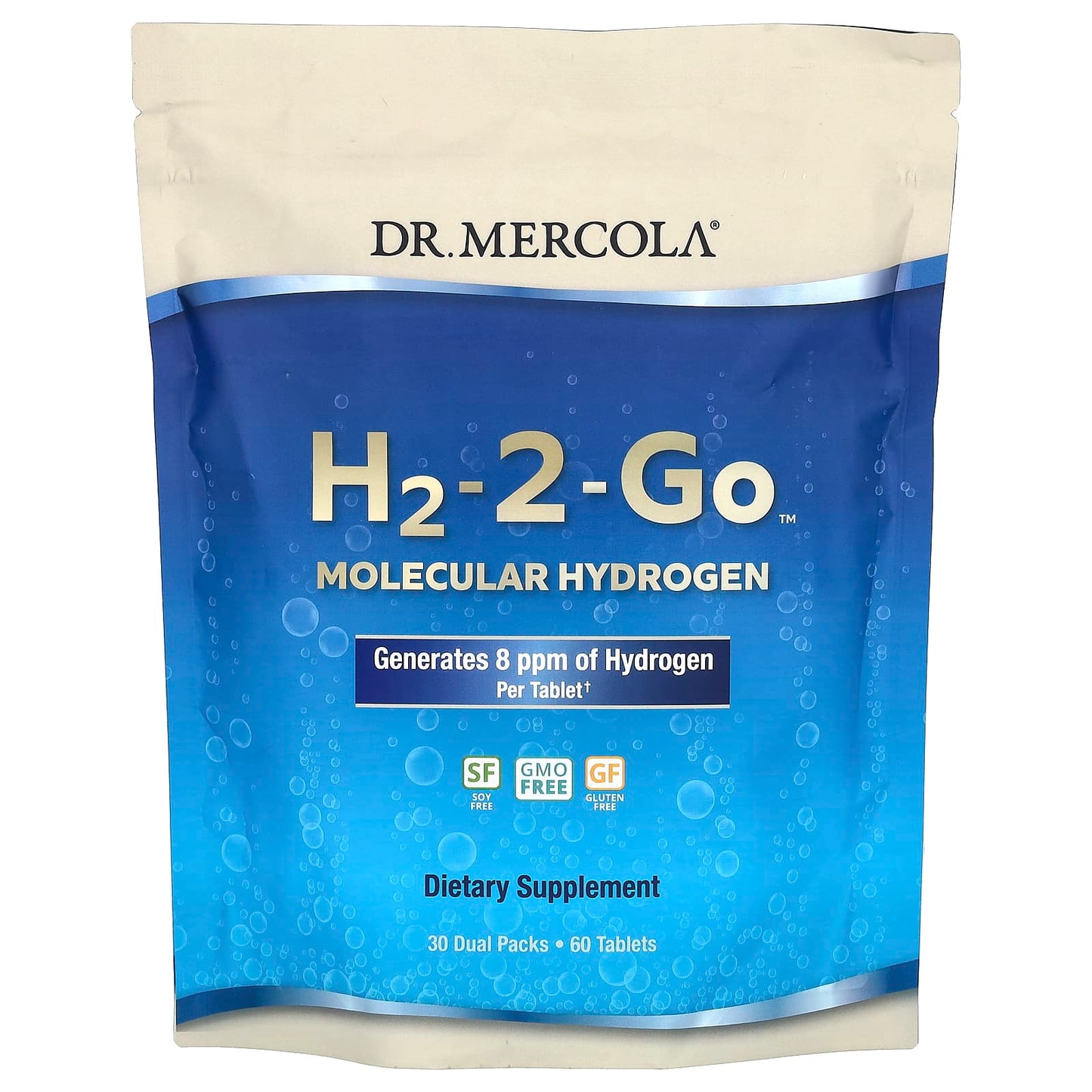 Dr. Mercola-H2-2-Go-Molecular Hydrogen-30 Dual Packs-60 Tablets