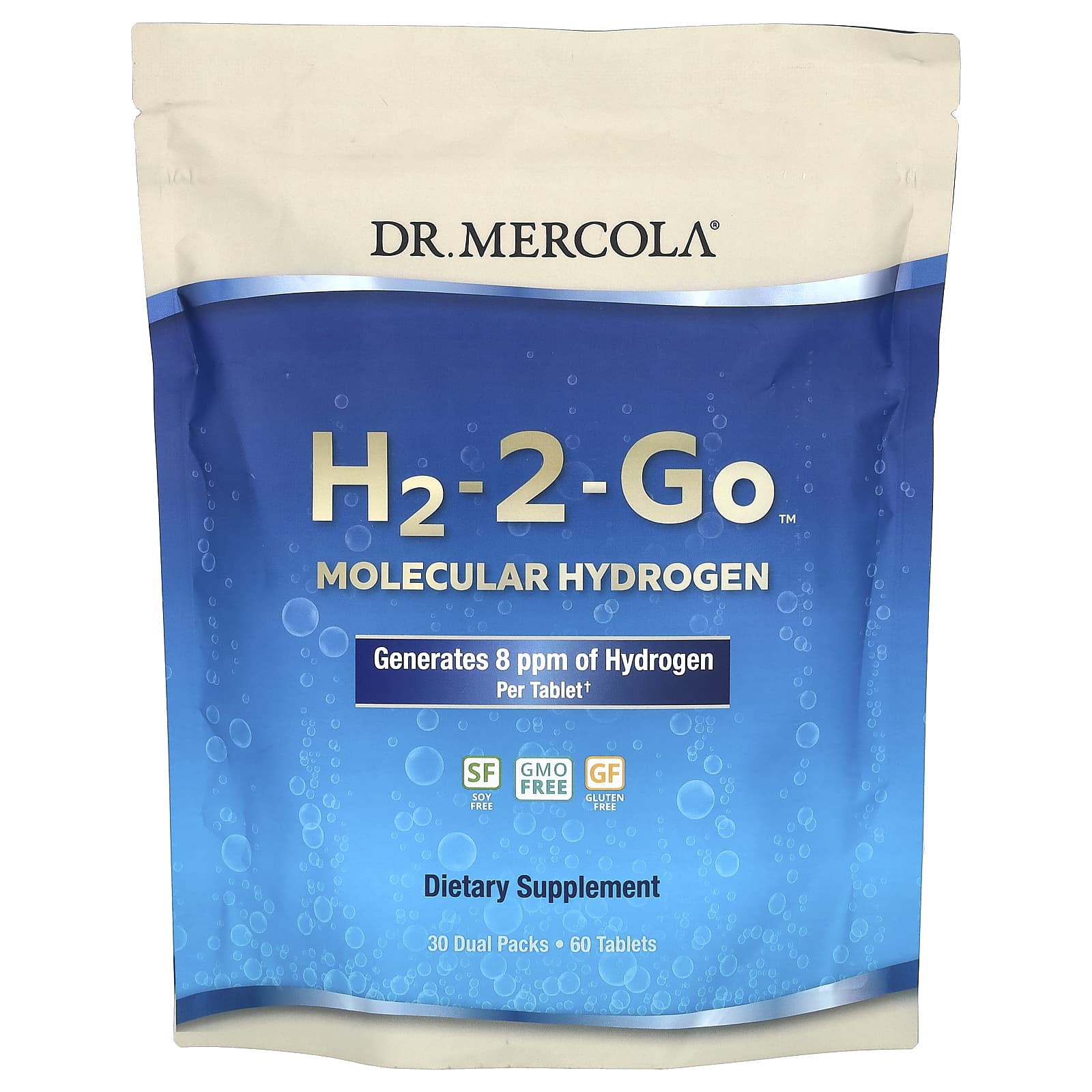 Dr. Mercola-H2-2-Go-Molecular Hydrogen-30 Dual Packs-60 Tablets