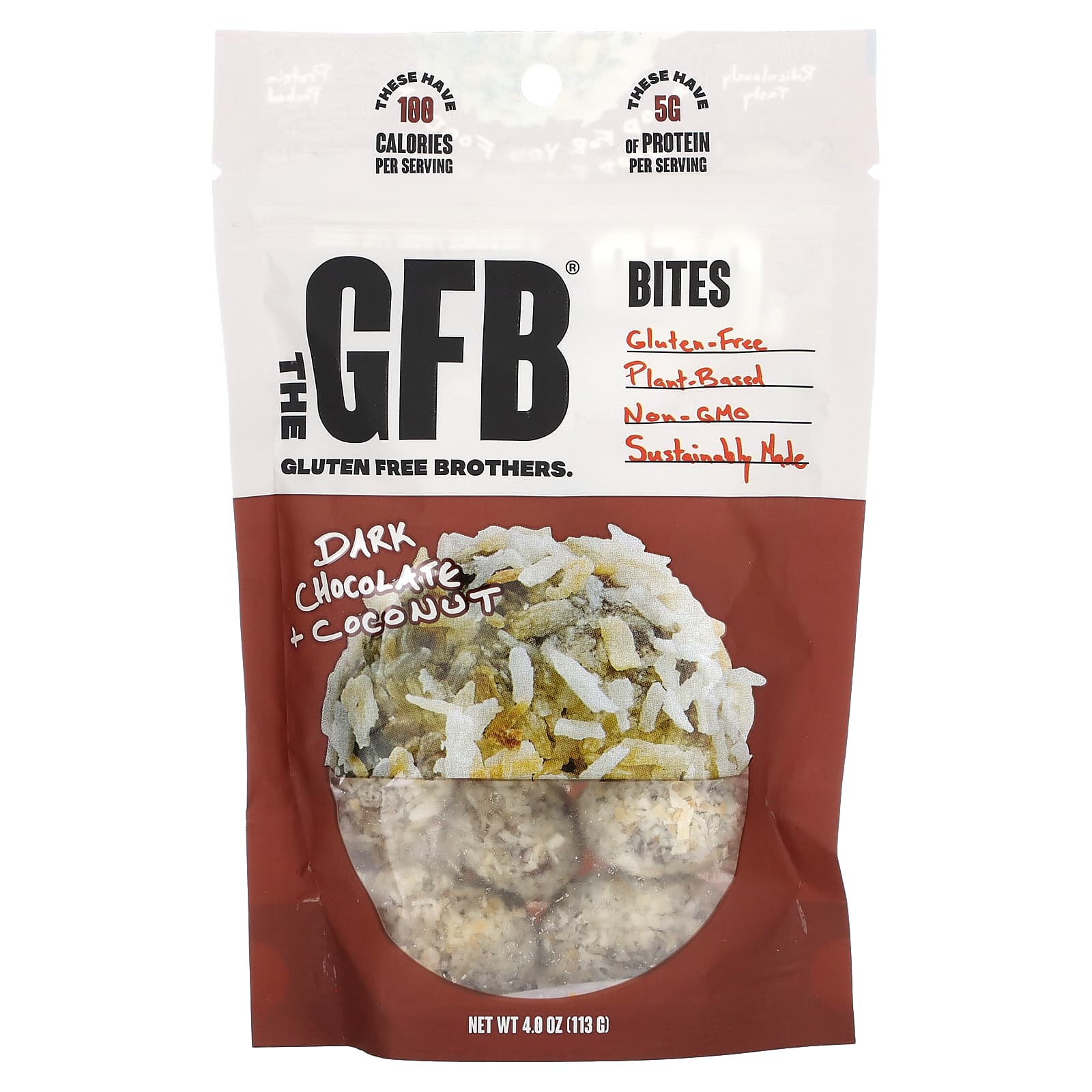 The GFB-Gluten Free Bites-Dark Chocolate + Coconut-4 oz (113 g)