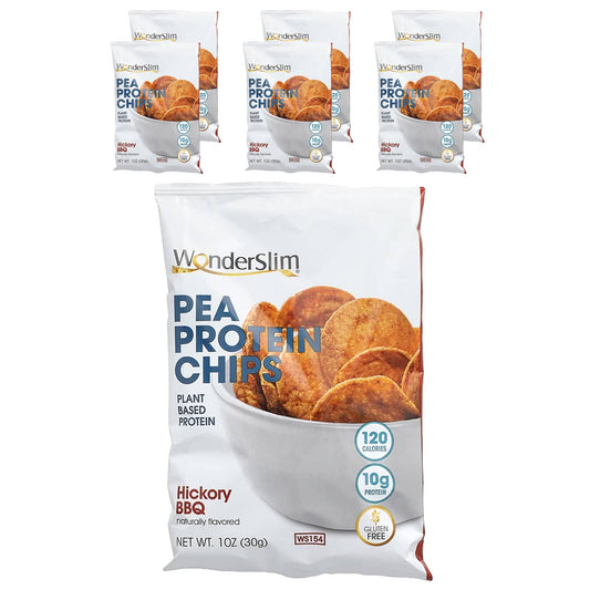 WonderSlim-Pea Protein Chips-Hickory BBQ-6 Bags-1 oz (30 g) Each