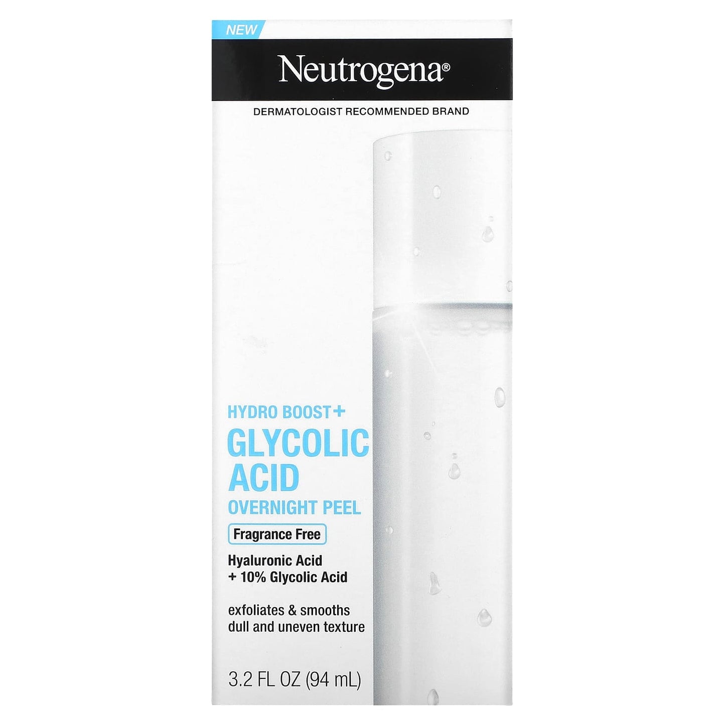 Neutrogena, Hydro Boost+ Glycolic Acid Overnight Peel, Fragrance Free, 3.2 fl oz (94 ml)