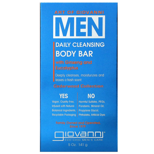 Giovanni-Art Of Giovanni-Men Daily Cleansing Body Bar with Ginseng and Eucalyptus-5 oz (141 g)