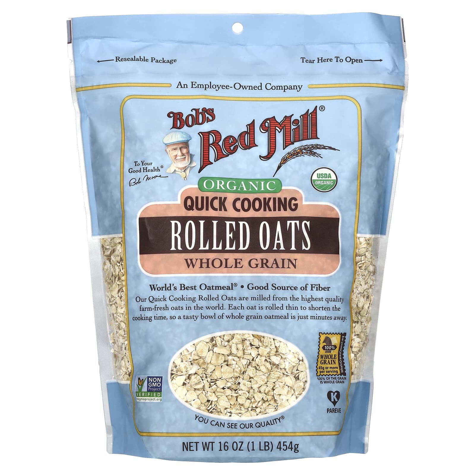 Bob's Red Mill-Organic Quick Cooking Rolled Oats-Whole Grain-16 oz (454 g)