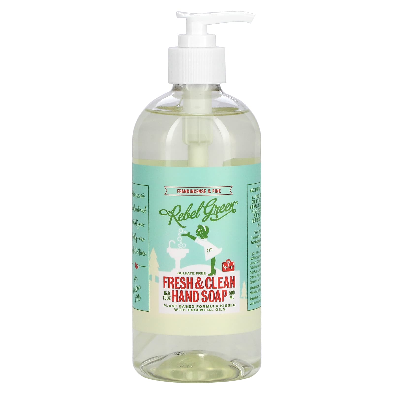 Rebel Green-Fresh & Clean Hand Soap-Frankincense & Pine-16.9 oz (500 ml)