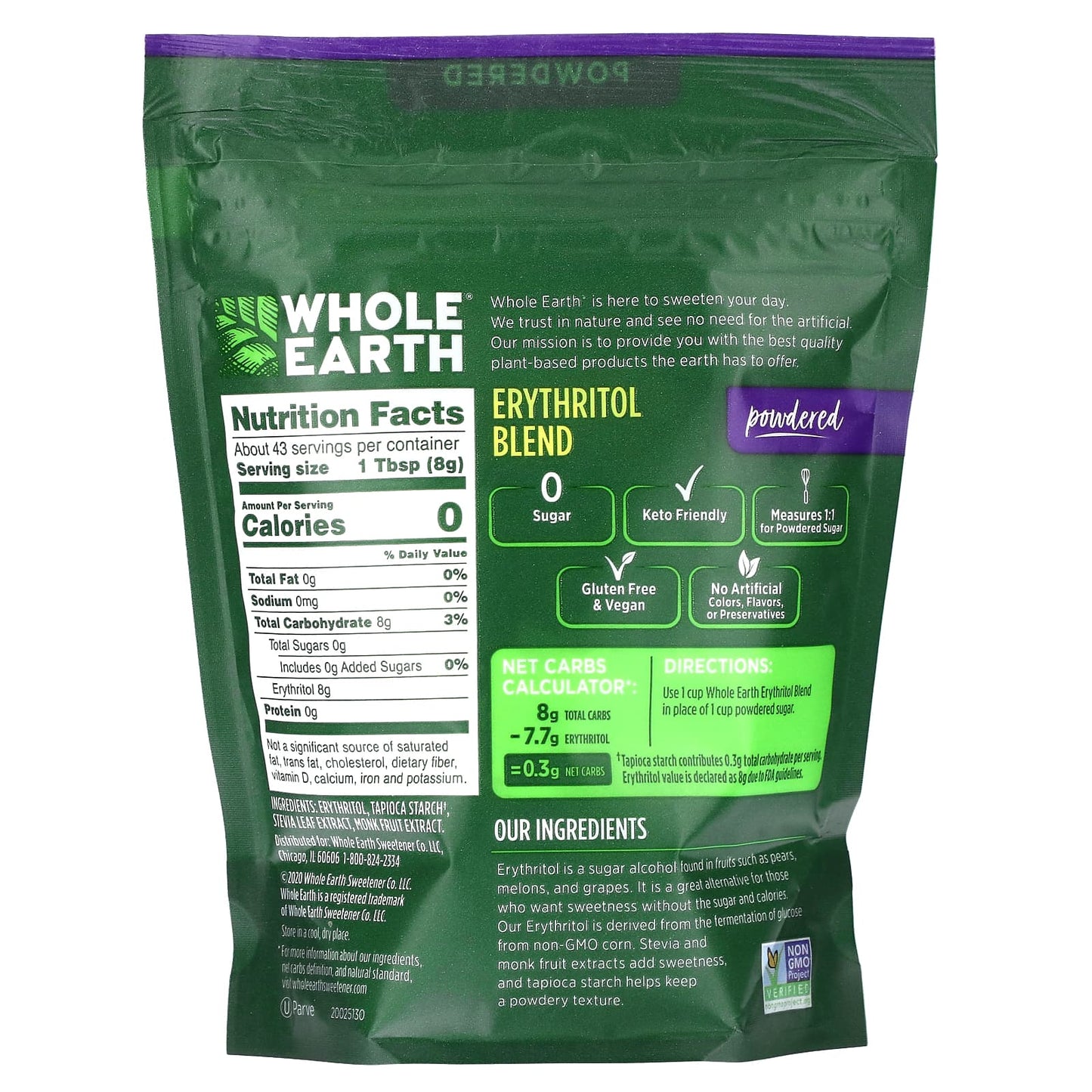 Whole Earth, Erythritol Blend, Powdered, 12 oz (340 g)