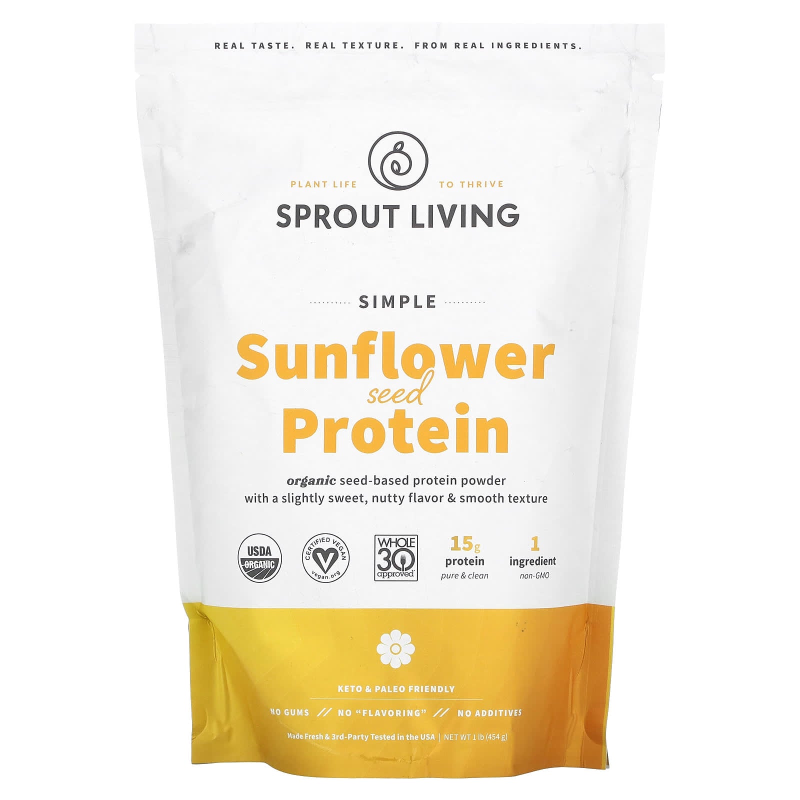 Sprout Living-Simple Sunflower Seed Protein-1 lb (454 g)