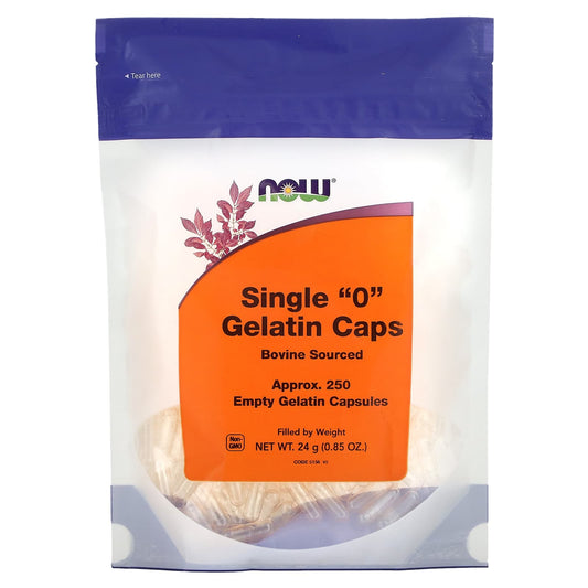 NOW Foods-Single "0" Gelatin Caps-Approx. 250 Empty Gelatin Capsules-0.85 oz (24 g)